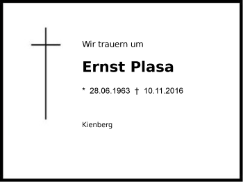 Traueranzeige von Ernst Plasa von Region Chiemgau