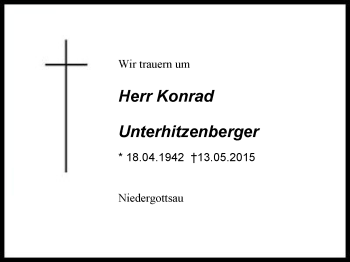 Traueranzeige von Konrad  Unterhitzenberger von Region Berchtesgadener Land