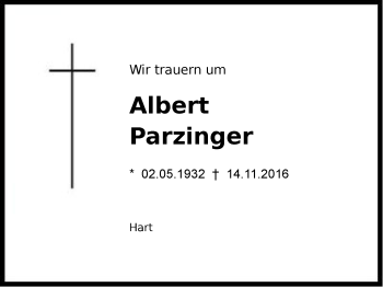Traueranzeige von Albert Parzinger von Region Chiemgau