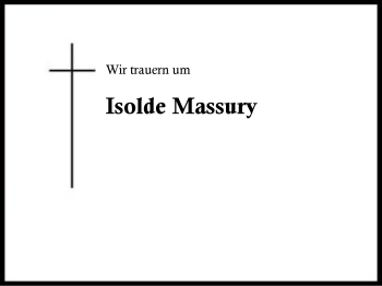 Traueranzeige von Isolde Massury von Region Chiemgau