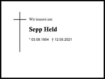 Traueranzeige von Sepp Held von Region Berchtesgadener Land