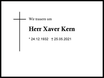 Traueranzeige von Xaver Kern von Region Berchtesgadener Land