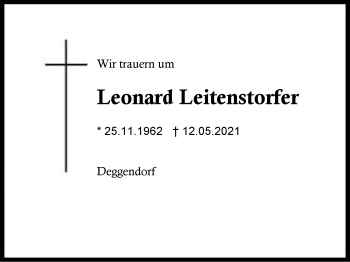 Traueranzeige von Leonard Leitenstorfer von Region Berchtesgadener Land