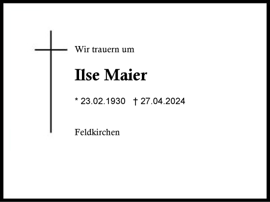 Traueranzeige von Ilse Maier von Region Berchtesgadener Land