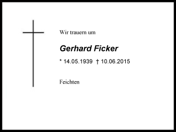 Traueranzeige von Gerhard  Ficker von Region Berchtesgadener Land