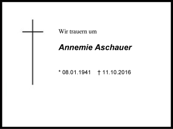 Traueranzeige von Annemie Aschauer von Region Chiemgau