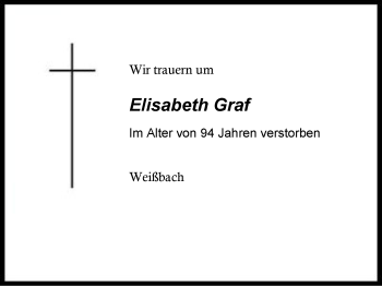 Traueranzeige von Elisabeth Graf von Region Berchtesgadener Land