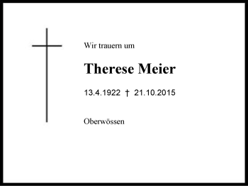 Traueranzeige von Therese Meier von Region Chiemgau