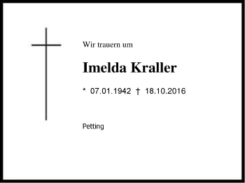 Traueranzeige von Imelda Kraller von Region Chiemgau