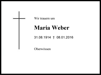 Traueranzeige von Maria  Weber von Region Chiemgau