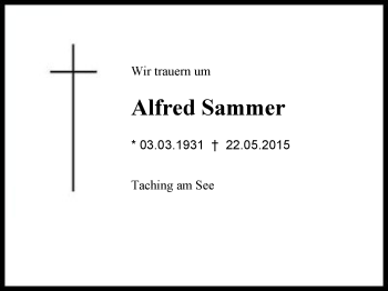 Traueranzeige von Alfred Sammer von Region Chiemgau