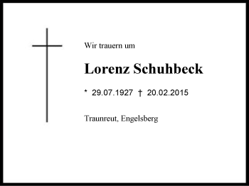 Traueranzeige von Lorenz Schuhbeck von Region Chiemgau