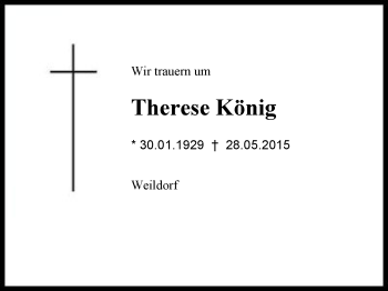 Traueranzeige von Therese König von Region Berchtesgadener Land