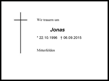 Traueranzeige von Jonas Jonas von Region Berchtesgadener Land