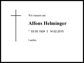 Traueranzeige von Alfons Helminger von Region Berchtesgadener Land