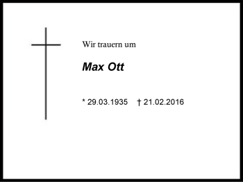 Traueranzeige von Max Ott von Region Chiemgau