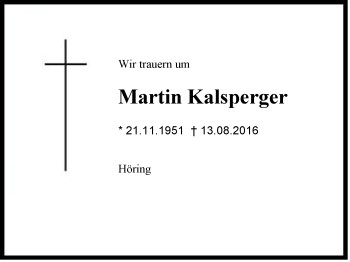Traueranzeige von Martin Kalsperger von Region Chiemgau