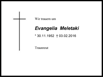 Traueranzeige von Evangelia Meletaki von Region Berchtesgadener Land