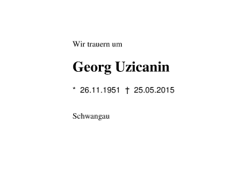Traueranzeige von Georg Uzicanin von Region Chiemgau