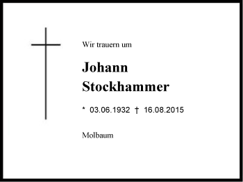 Traueranzeige von Johann  Stockhammer  von Region Chiemgau