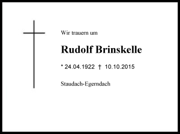 Traueranzeige von Rudolf Brinskelle von Region Chiemgau