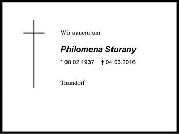 Traueranzeige von Philomena Sturany von Region Berchtesgadener Land