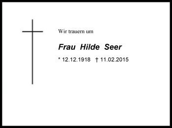 Traueranzeige von Hilde Seer von Region Chiemgau