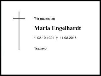 Traueranzeige von Maria  Engelhardt  von Region Chiemgau