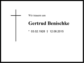 Traueranzeige von Gertrud  Benischke  von Region Berchtesgadener Land