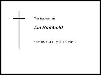 Traueranzeige von Lia Humbold von Region Chiemgau