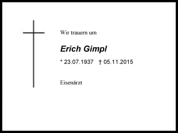 Traueranzeige von Erich Gimpl von Region Chiemgau