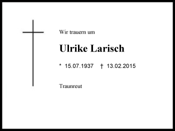 Traueranzeige von Ulrike Larisch von Region Chiemgau