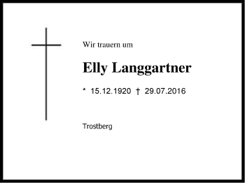 Traueranzeige von Elly Langgartner von Region Chiemgau