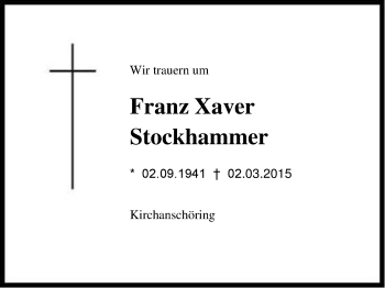 Traueranzeige von Franz Xaver Stockhammer von Region Chiemgau