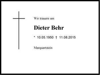 Traueranzeige von Dieter Behr von Region Chiemgau
