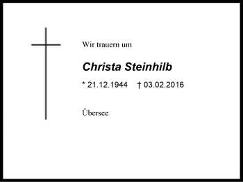Traueranzeige von Christa Steinhilb von Region Chiemgau
