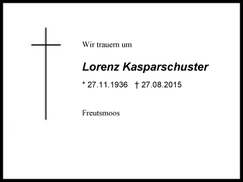 Traueranzeige von Lorenz Kasparschuster von Region Berchtesgadener Land