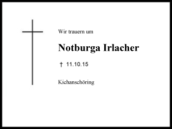 Traueranzeige von Notburga Irlacher von Region Chiemgau