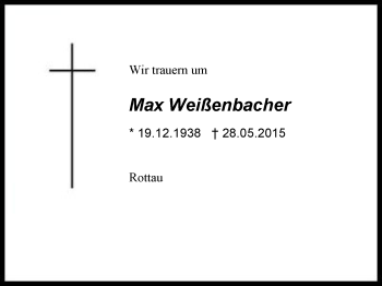 Traueranzeige von Max Weißenbacher von Region Chiemgau