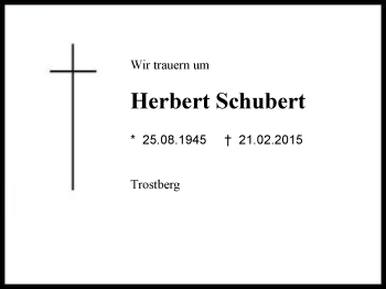 Traueranzeige von Herbert Schubert von Region Chiemgau