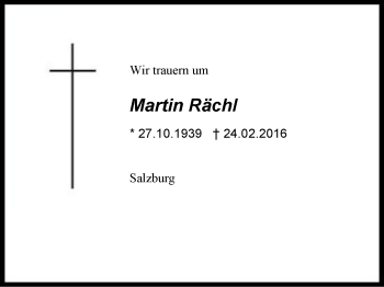 Traueranzeige von Martin Rächl von Region Chiemgau