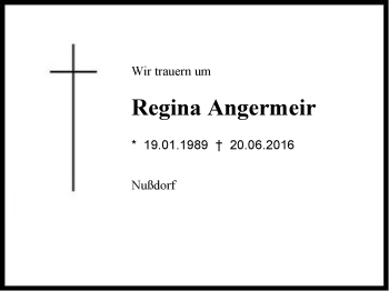 Traueranzeige von Regina Angermeir von Region Chiemgau