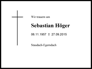 Traueranzeige von Sebastian Höger von Region Chiemgau