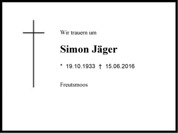 Traueranzeige von Simon Jäger von Region Chiemgau