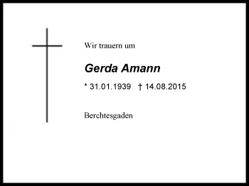 Traueranzeige von Gerda Amann von Region Chiemgau