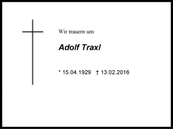 Traueranzeige von Adolf  Traxl von Region Berchtesgadener Land