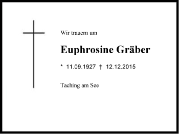 Traueranzeige von Euphrosine Gräber von Region Chiemgau