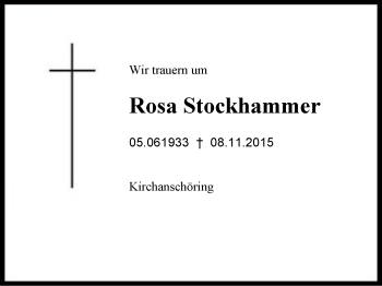 Traueranzeige von Rosa Stockhammer von Region Chiemgau