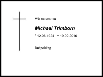 Traueranzeige von Michael Trimborn von Region Chiemgau