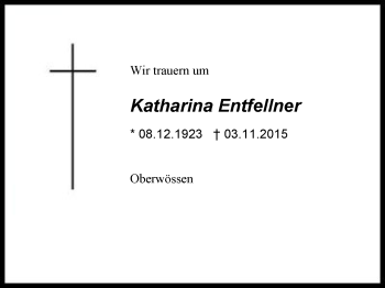 Traueranzeige von Katharina Entfellner von Region Chiemgau